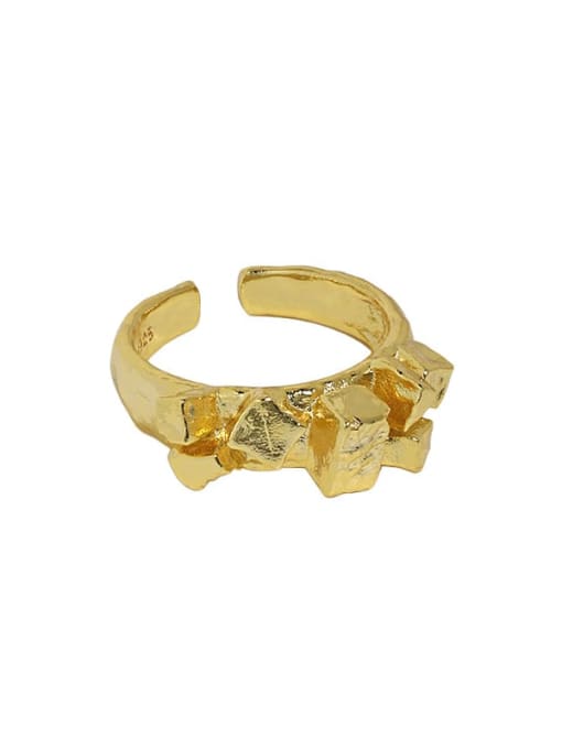 18K gold [No. 14 adjustable] 925 Sterling Silver Irregular Vintage Band Ring
